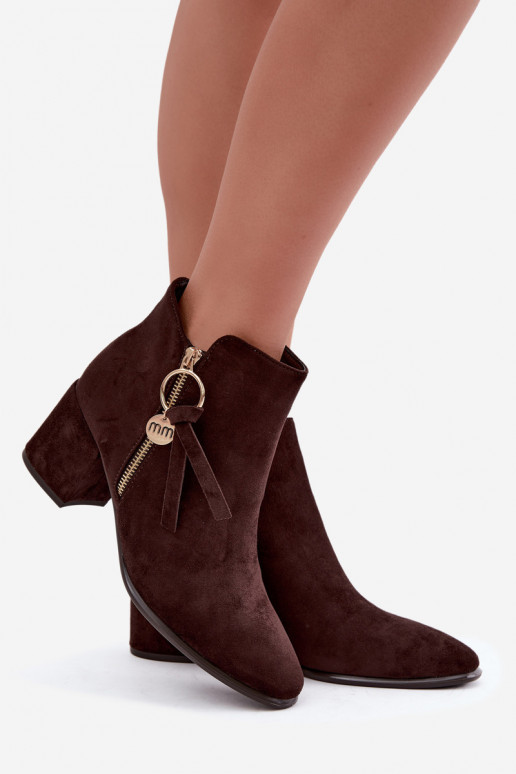 Botines cálidos para mujer con tacones, marrones Imara
