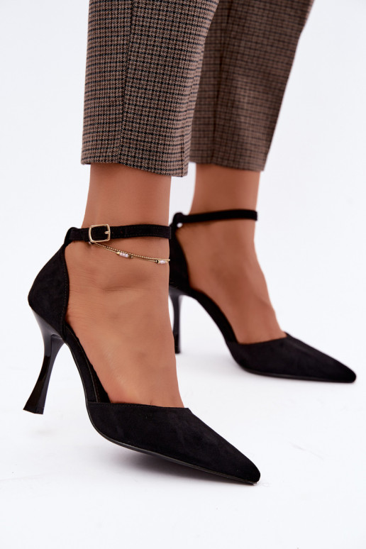 Zapatos de ante negros Ladessa con correas