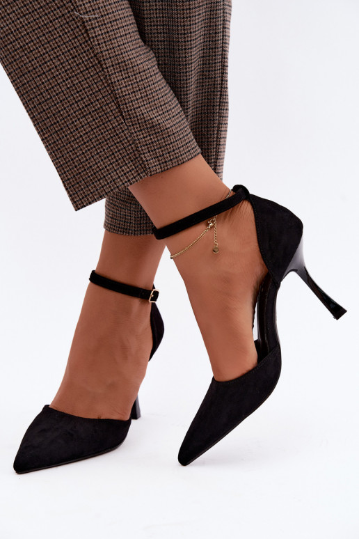 Zapatos de ante negros Ladessa con correas