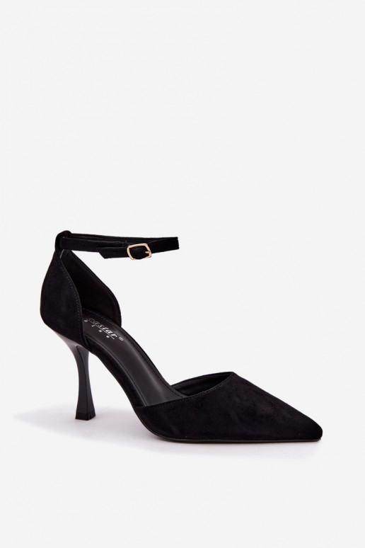 Zapatos de ante negros Ladessa con correas