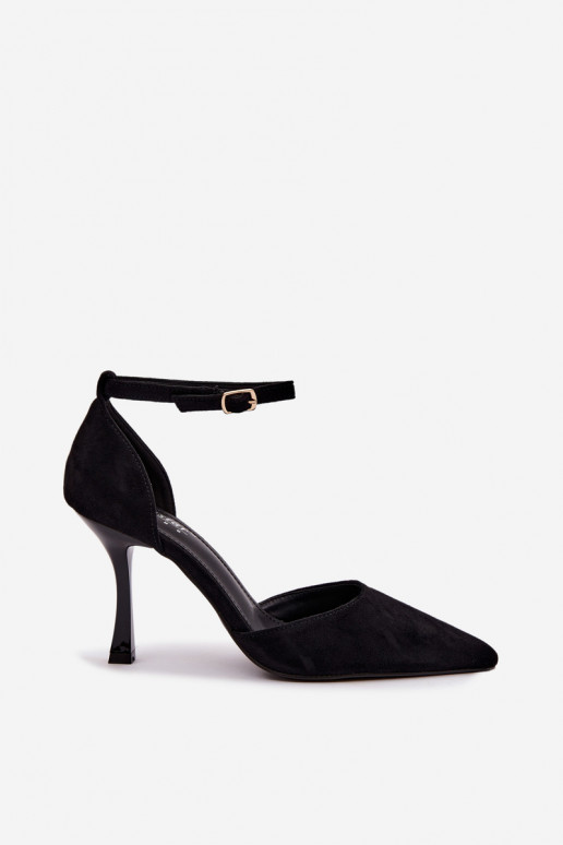 Zapatos de ante negros Ladessa con correas