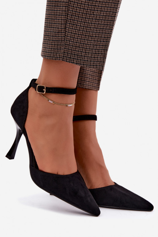 Zapatos de ante negros Ladessa con correas