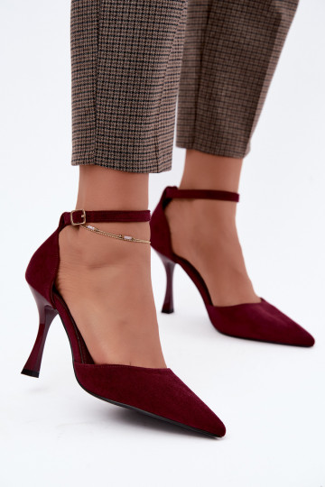 Zapatos de ante sintético con correas en color burdeos Ladessa 2