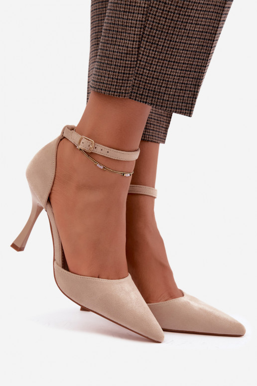 Zapatos de ante sintético con correas en color arena Ladessa
