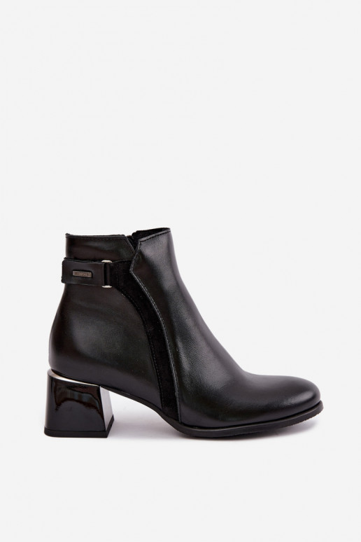 Botines de mujer de cuero sintético con tacones aislados Zazoo 60563 en color negro