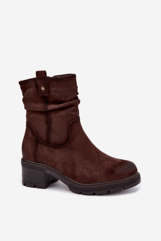 Botines aislados para mujer con volantes Klocke S.Barski HY62-8100 en color chocolate
