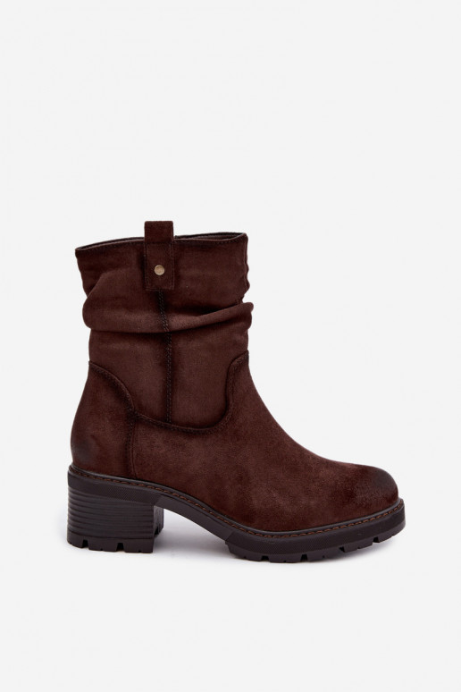 Botines aislados para mujer con volantes Klocke S.Barski HY62-8100 en color chocolate
