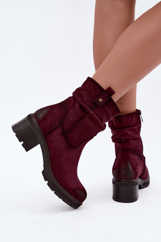 Botines aislados para mujer con volantes Klocke S.Barski HY62-8100 en color burdeos