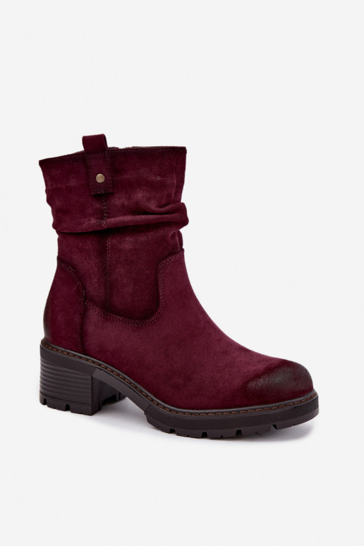 Botines aislados para mujer con volantes Klocke S.Barski HY62-8100 en color burdeos