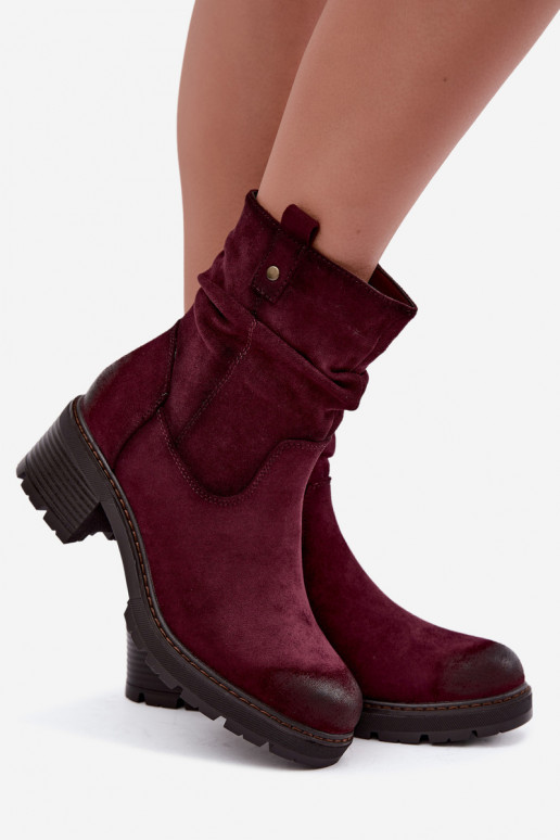 Botines aislados para mujer con volantes Klocke S.Barski HY62-8100 en color burdeos