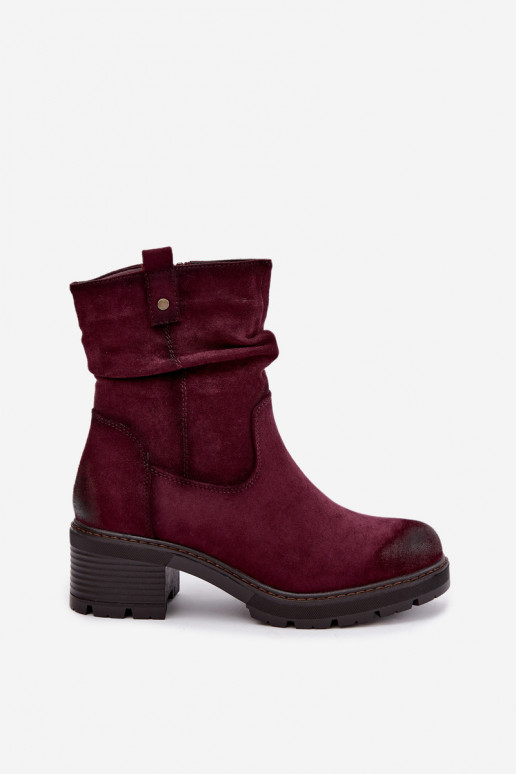 Botines aislados para mujer con volantes Klocke S.Barski HY62-8100 en color burdeos