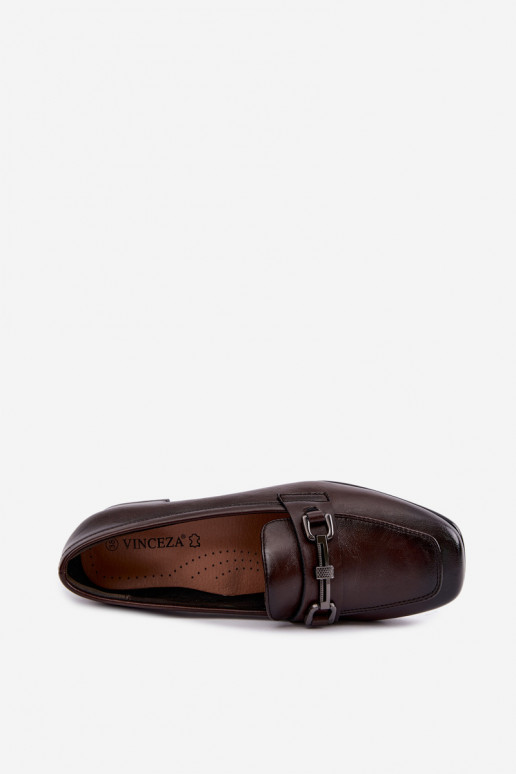 Zapatos de cuero sintético con adornos Vinceza 39978 en color chocolate
