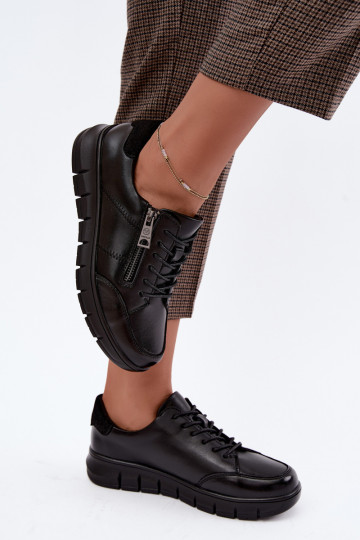 Zapatos de cuero sintético Vinceza 13130 en color negro