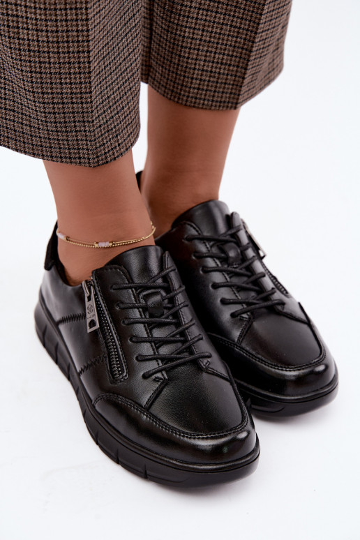 Zapatos de cuero sintético Vinceza 13130 en color negro