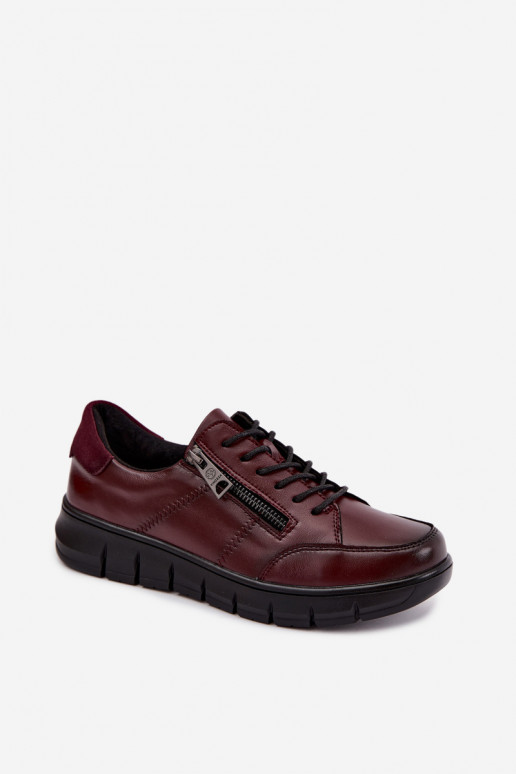 Zapatos de cuero sintético Vinceza 13130 en color burdeos