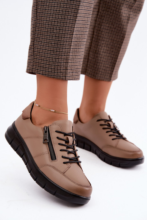 Zapatos de cuero sintético Vinceza 13130 en color arena