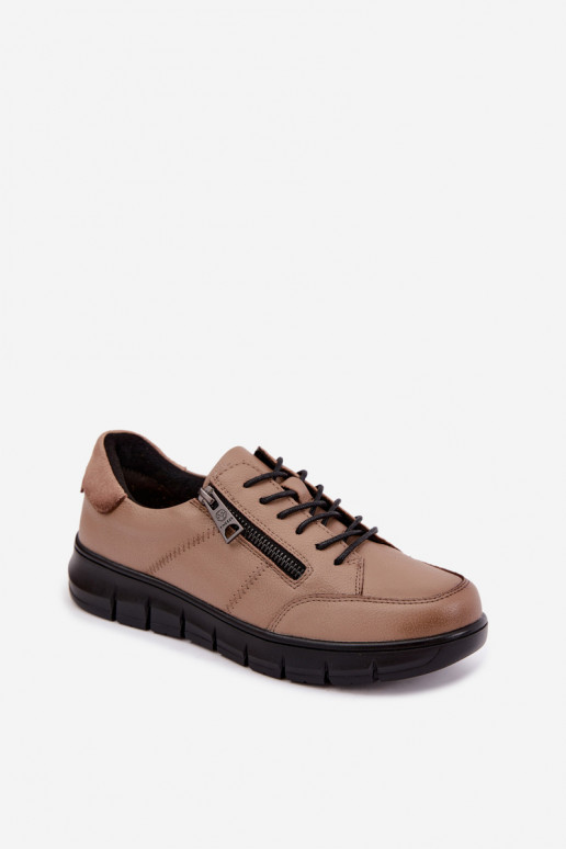 Zapatos de cuero sintético Vinceza 13130 en color arena