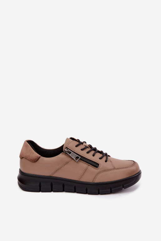 Zapatos de cuero sintético Vinceza 13130 en color arena