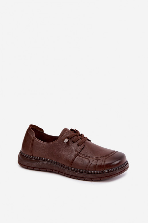 Zapatos de cuero sintético Vinceza 107240 en color marrón