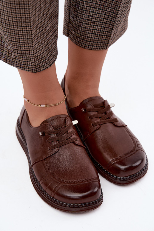 Zapatos de cuero sintético Vinceza 107240 en color marrón