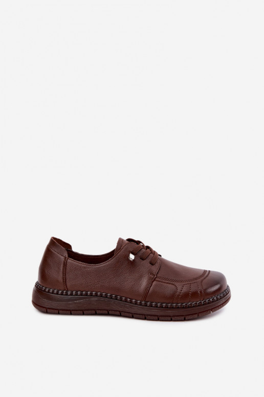 Zapatos de cuero sintético Vinceza 107240 en color marrón