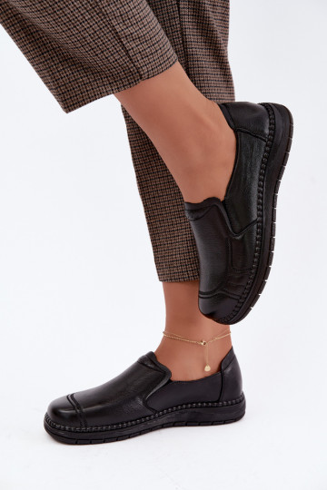 Zapatos slip-on de cuero sintético Vinceza 107241 en color negro