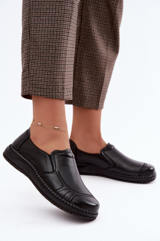 Zapatos slip-on de cuero sintético Vinceza 107241 en color negro