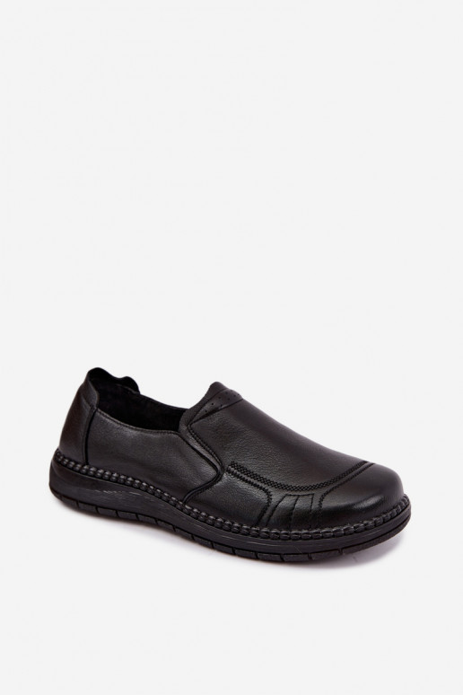Zapatos slip-on de cuero sintético Vinceza 107241 en color negro