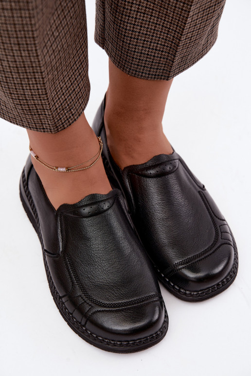 Zapatos slip-on de cuero sintético Vinceza 107241 en color negro