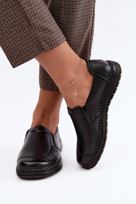Zapatos slip-on de cuero sintético Vinceza 107241 en color negro