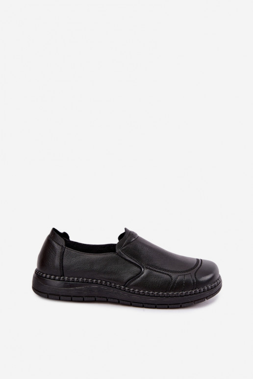 Zapatos slip-on de cuero sintético Vinceza 107241 en color negro