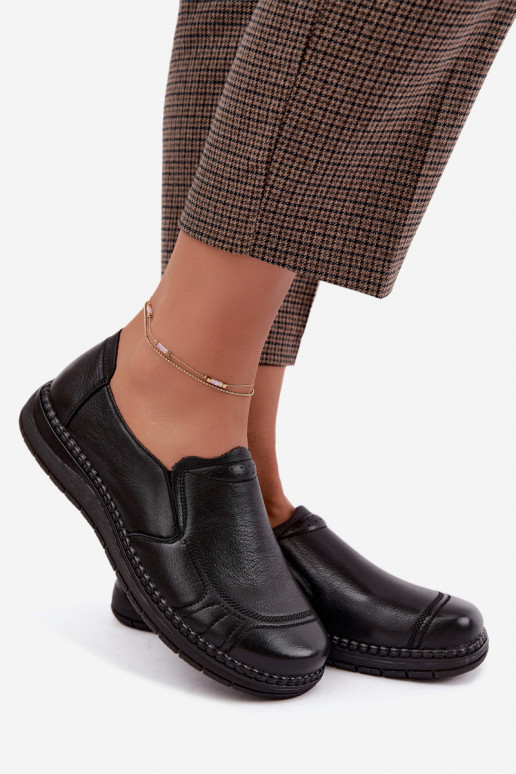 Zapatos slip-on de cuero sintético Vinceza 107241 en color negro