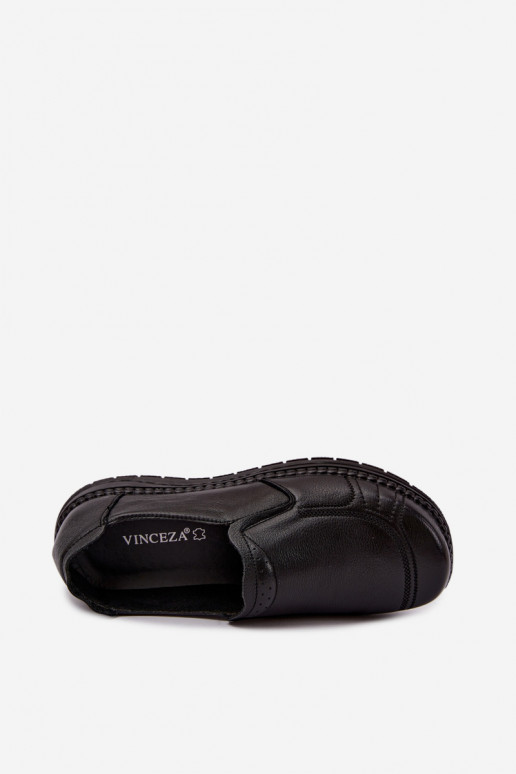Zapatos slip-on de cuero sintético Vinceza 107241 en color negro