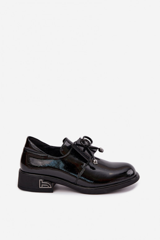 Zapatos de cuero sintético lacados con lazos T.Sokolski AN J26-190 en color negro