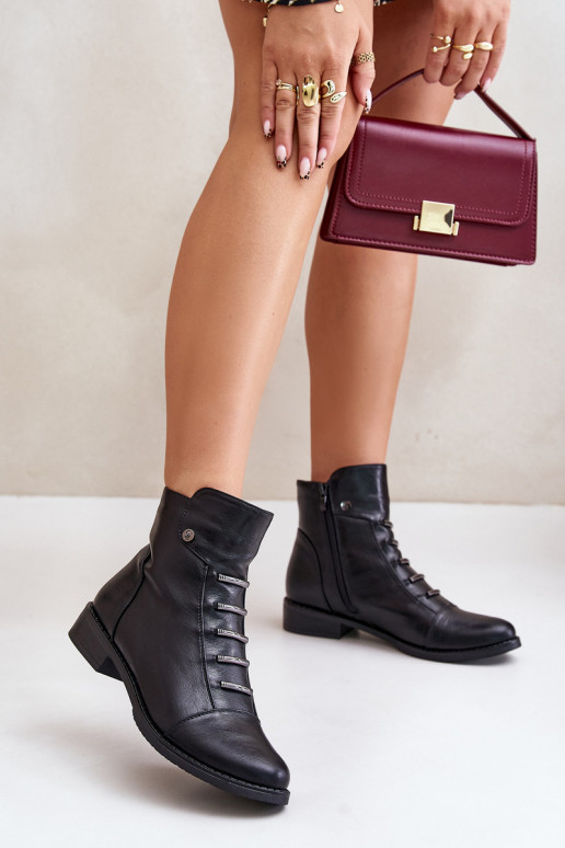 Botines cálidos para mujer con tacones anchos en negro Labise