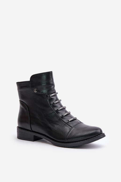 Botines cálidos para mujer con tacones anchos en negro Labise