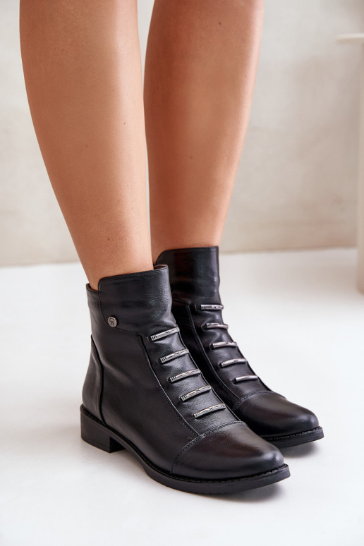 Botines cálidos para mujer con tacones anchos en negro Labise