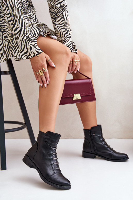 Botines cálidos para mujer con tacones anchos en negro Labise