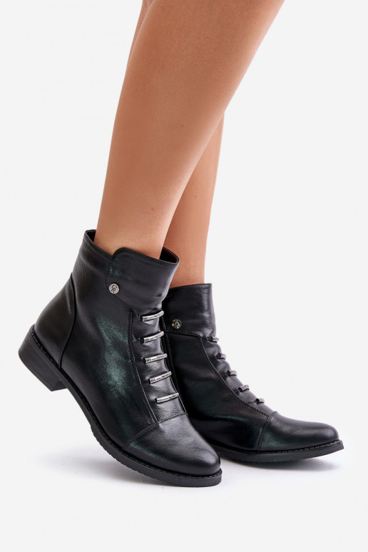 Botines cálidos para mujer con tacones anchos en negro Labise