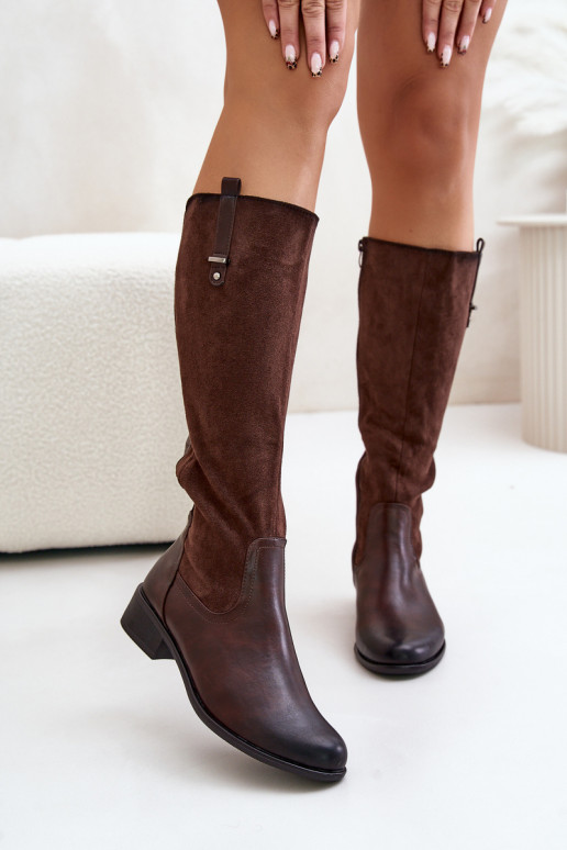 Botas altas cálidas para mujer hasta la rodilla en marrón Ivasira