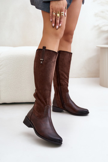 Botas altas cálidas para mujer hasta la rodilla en marrón Ivasira 2