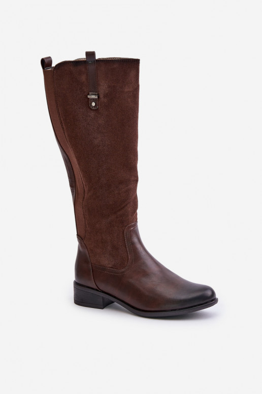 Botas altas cálidas para mujer hasta la rodilla en marrón Ivasira