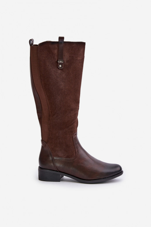 Botas altas cálidas para mujer hasta la rodilla en marrón Ivasira