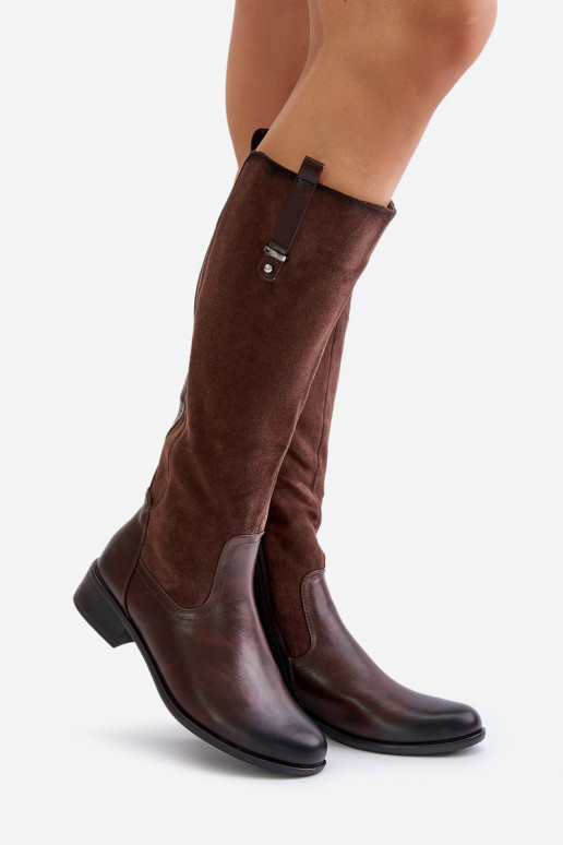 Botas altas cálidas para mujer hasta la rodilla en marrón Ivasira
