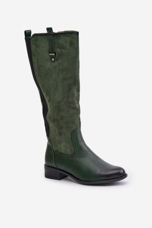 Botas altas cálidas para mujer hasta la rodilla en verde Ivasira