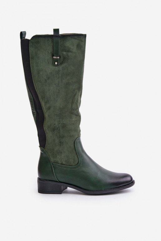 Botas altas cálidas para mujer hasta la rodilla en verde Ivasira