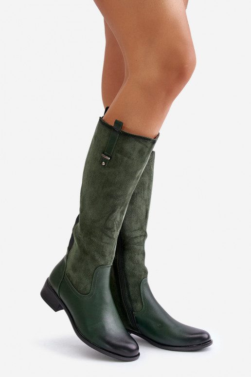Botas altas cálidas para mujer hasta la rodilla en verde Ivasira