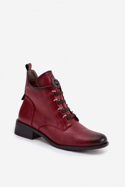 Botines bajos cálidos con adornos en burdeos Nevalia