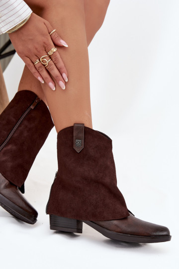 Botines cálidos de estilo cowboy con tacones en marrón chocolate Sylvette