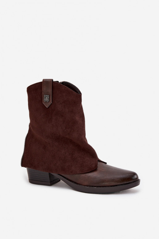Botines cálidos de estilo cowboy con tacones en marrón chocolate Sylvette